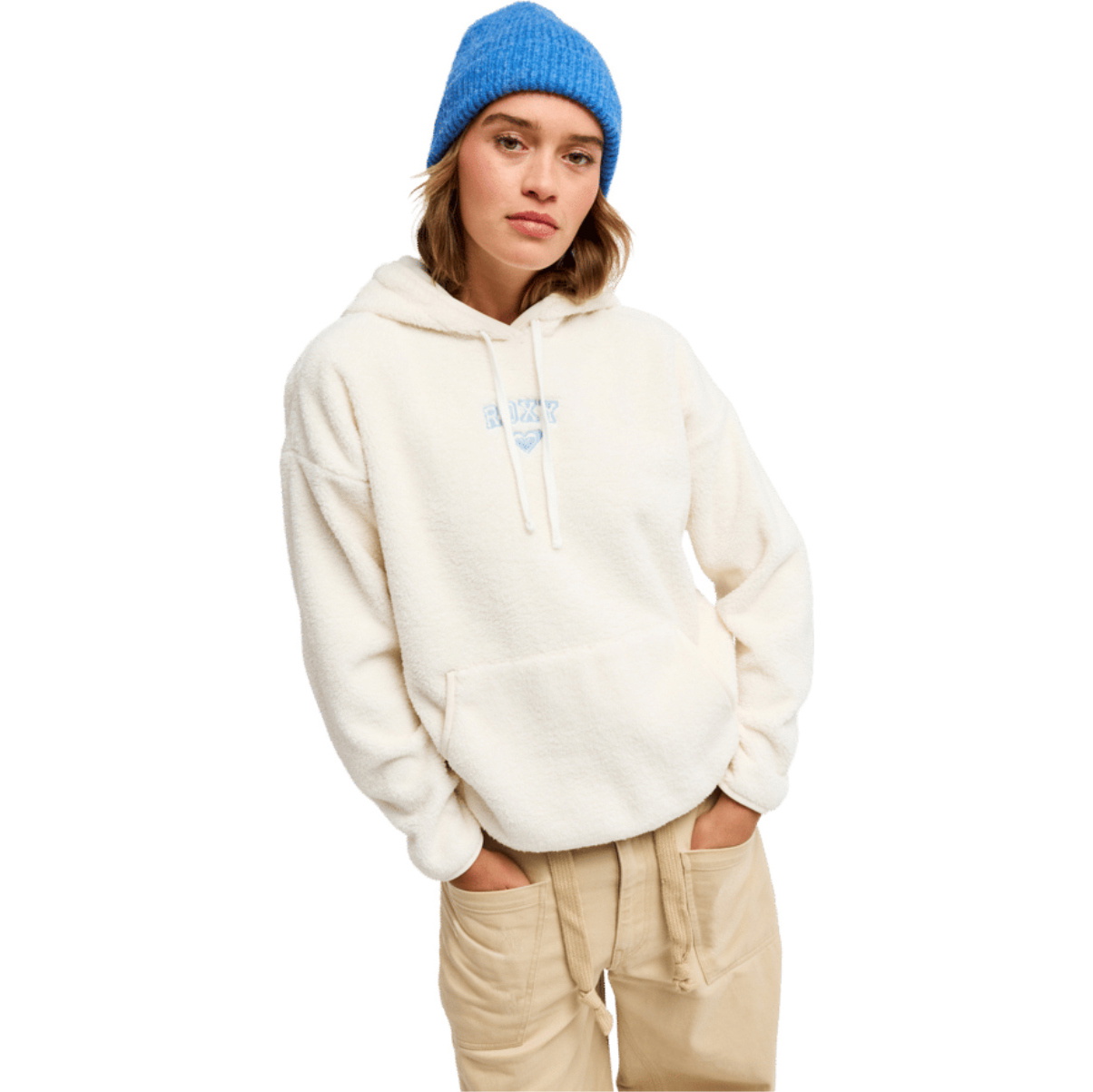 2026 Roxy Womens Cool Calling Sherpa Hoodie ERJPF03168 - Egret